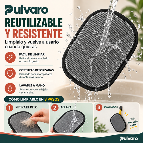PULVARO™ – Guante Quitapelos Reutilizable para Perros y Gatos